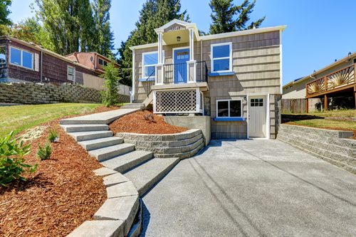 Berkeley house exterior with concrete walkway