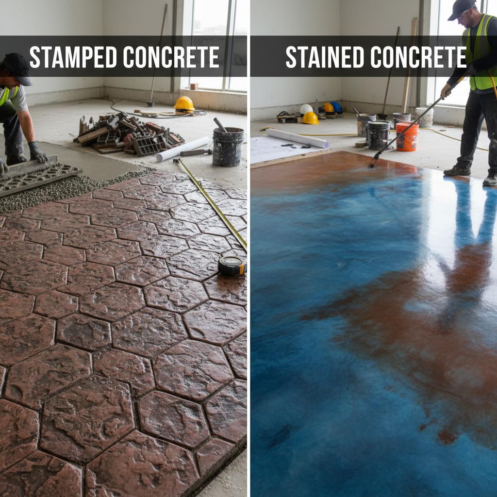 stamped vs stained concrete
