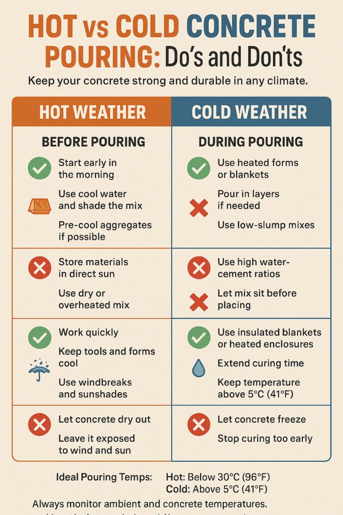 Hot vs Cold Concrete Pouring Do’s and Don’ts.